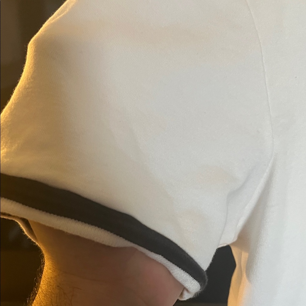 Preowned Chapter White Polo with Black Collar and Sleeve Trim Size Medium . - Picture 6 of 12